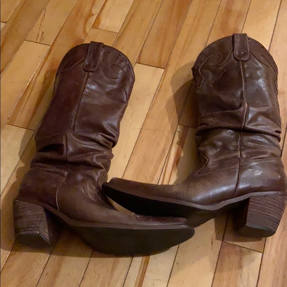 Leather Steve Madden slouch cowboy boots - Picture 3 of 8